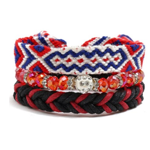 Armband Bohemian - Rood / Zwart / Blauw