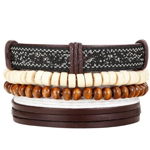 Leren Armband - Bruin / Beige