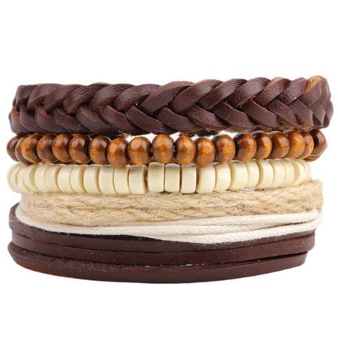 Leren Armband - Bruin / Beige