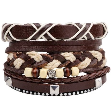 Leren Armband - Bruin / Beige