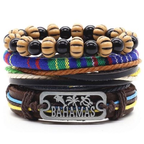 Leren Armband met kralen - Bahamas
