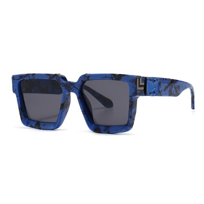 Oversized vierkant zonnebril - Blauw/Zwart