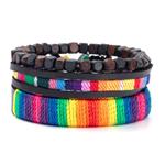 Leren Armband - Bruin/Fluor