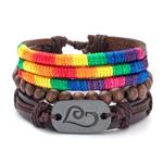 Leren armband met kralen- Hart