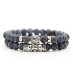 Armband Boeddha - Donkerblauw / Wit