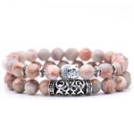 Armband Boeddha - Roze / Wit